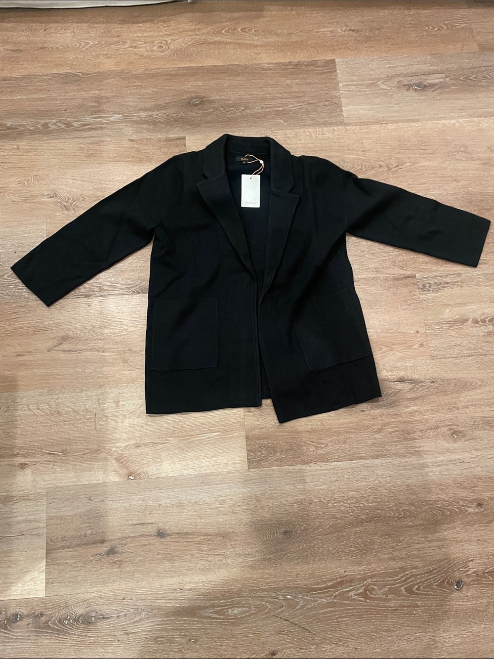 Quince Black Open-Front Blazer Jacket